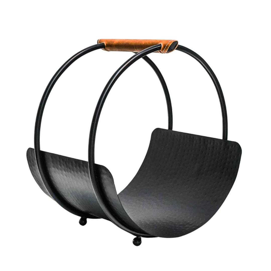 Ivyline Leather Handle Round Log Holder