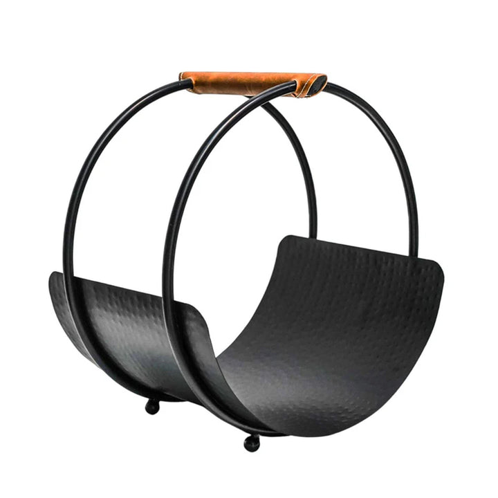 Ivyline Leather Handle Round Log Holder