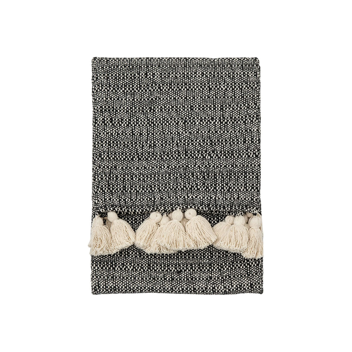 Gallery Direct Woven Throw with Tassels Black