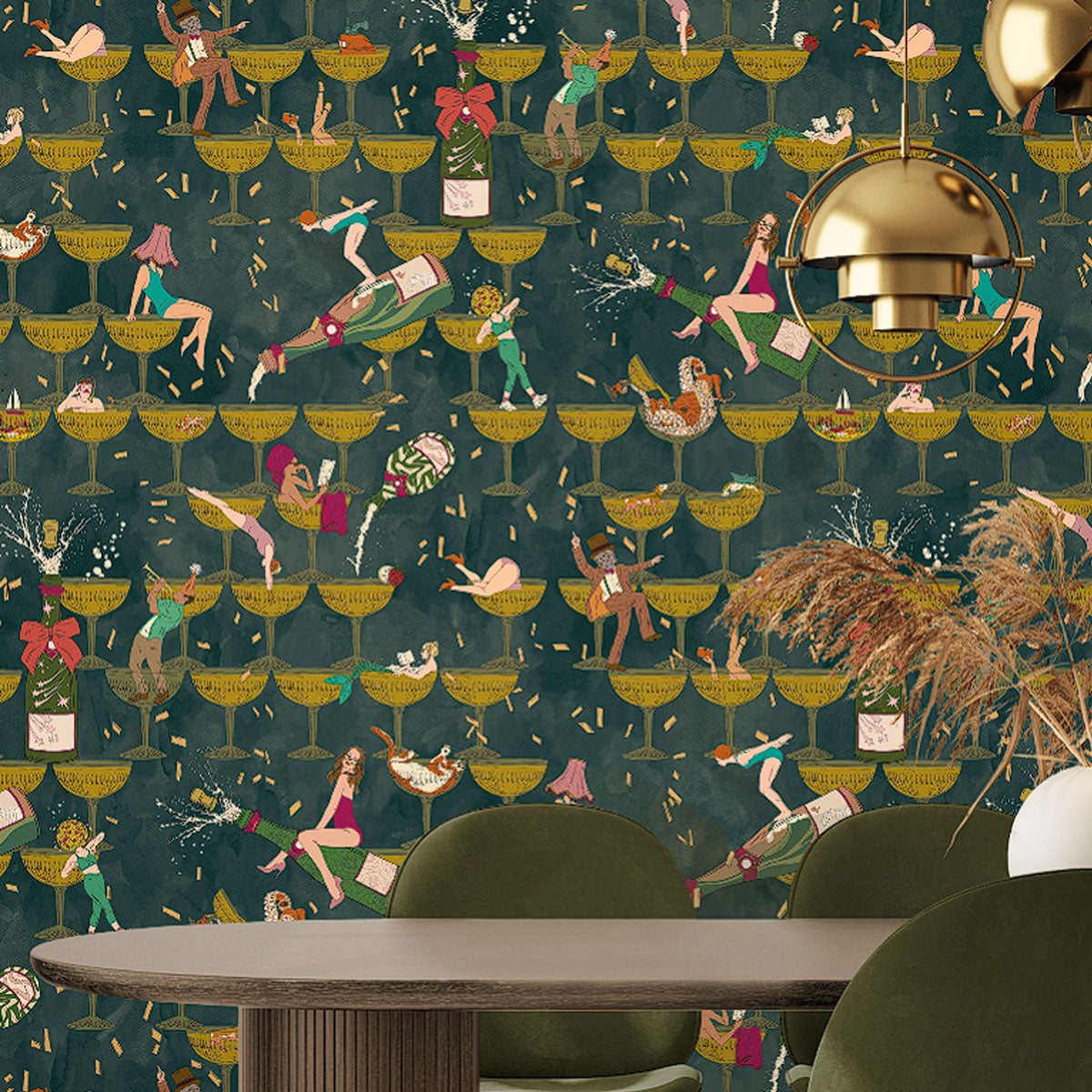 Brand McKenzie The Grand Pour Wallpaper - Dirty Olive
