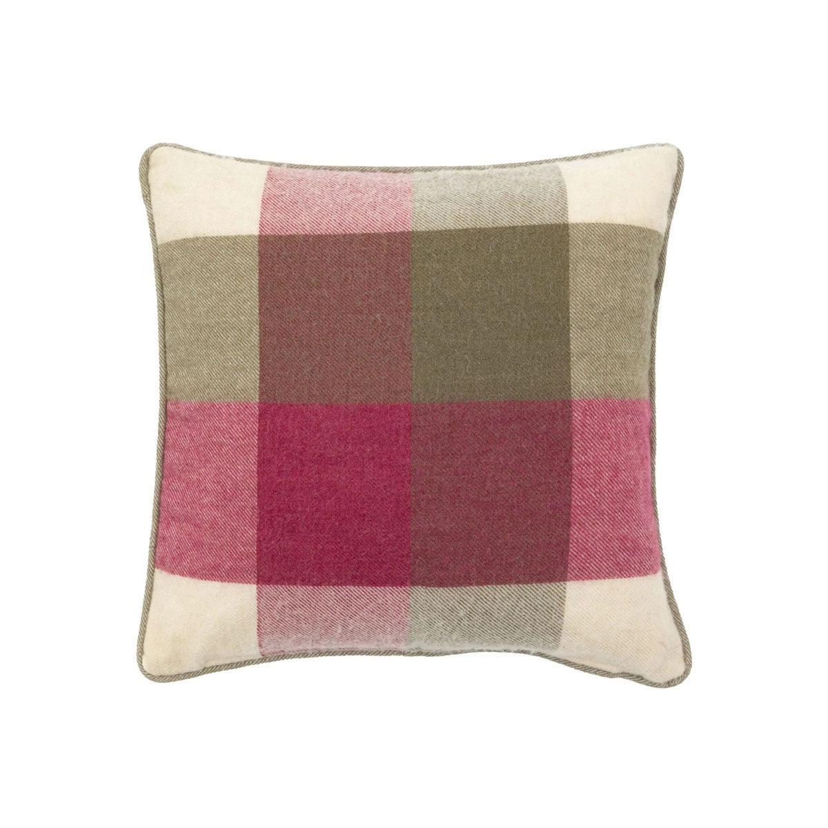 Gallery Direct Dursley Check Cushion Cranberry and Olive