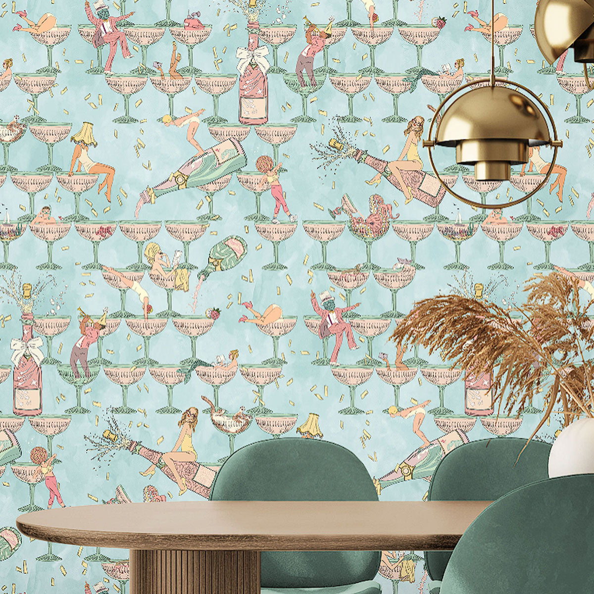 Brand McKenzie The Grand Pour Wallpaper - Aqua Miami