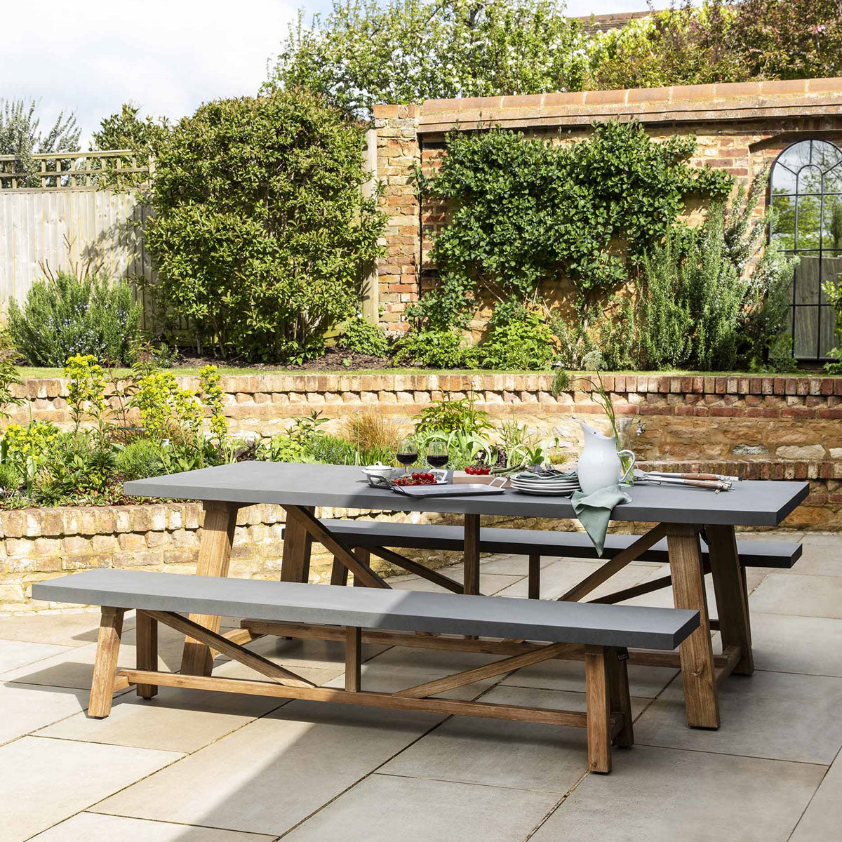 Garden Trading Chilford Table & Bench Set Large Grey