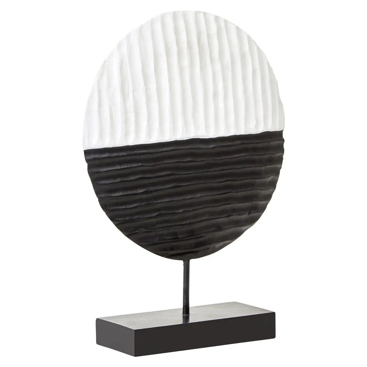 Beaumonde Home Fidel Black and White Mango Wood Round Sculpture