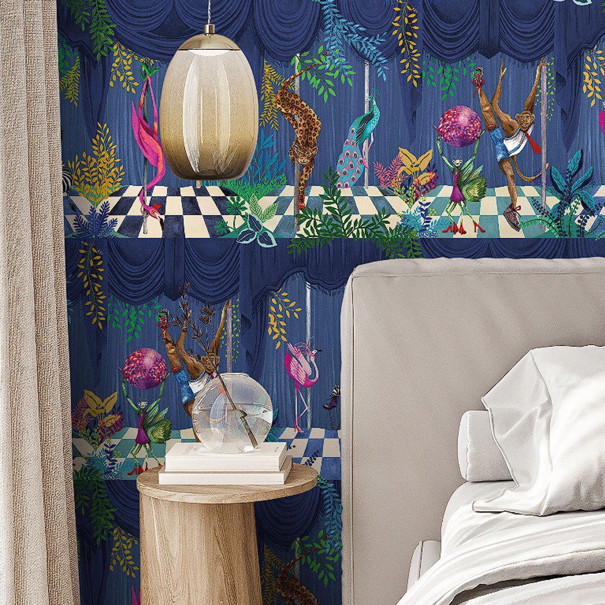 Brand McKenzie Creature Club Wallpaper - Blue Velvet