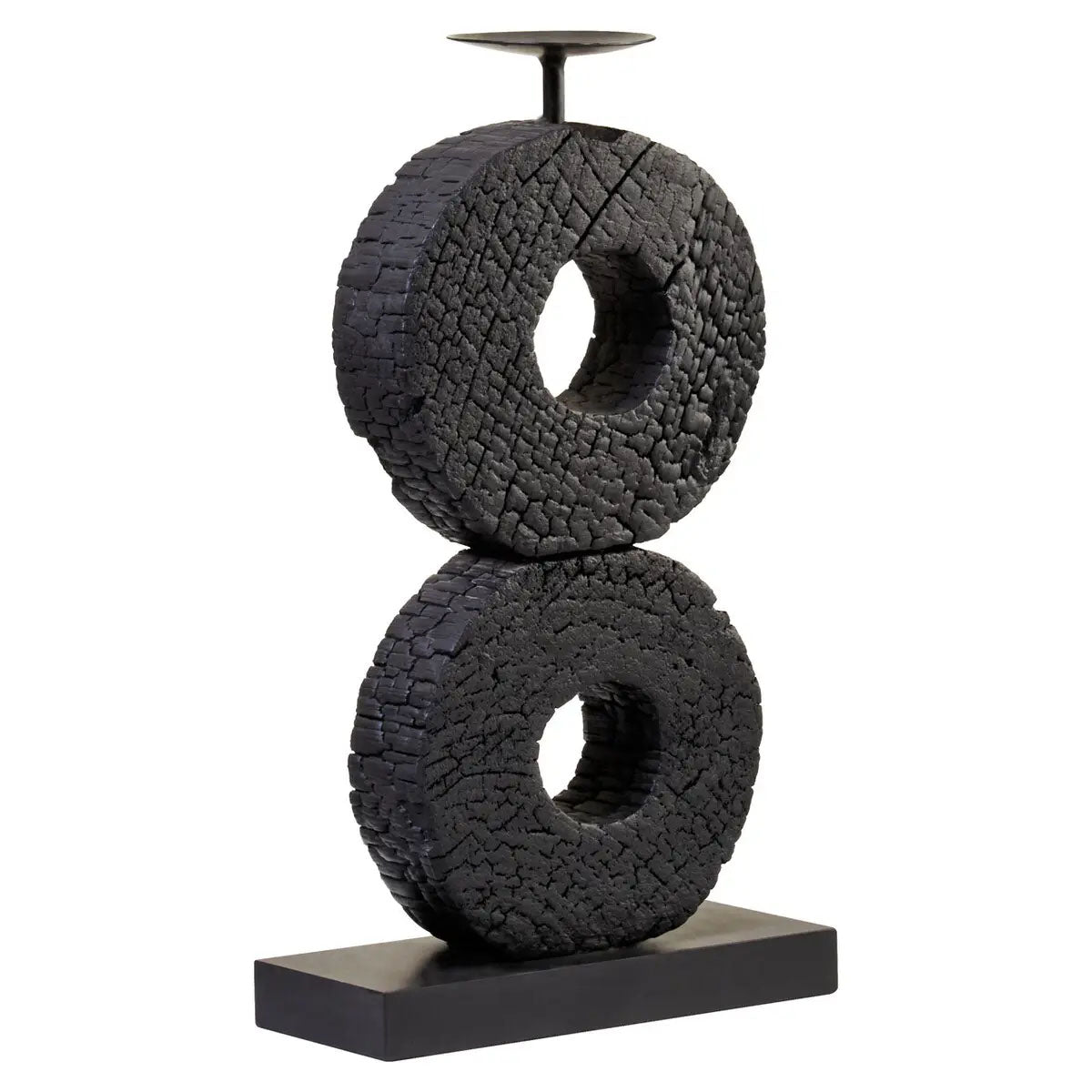 Beaumonde Home Fidel Large Charred Black Mango Wood Log Candle Holder