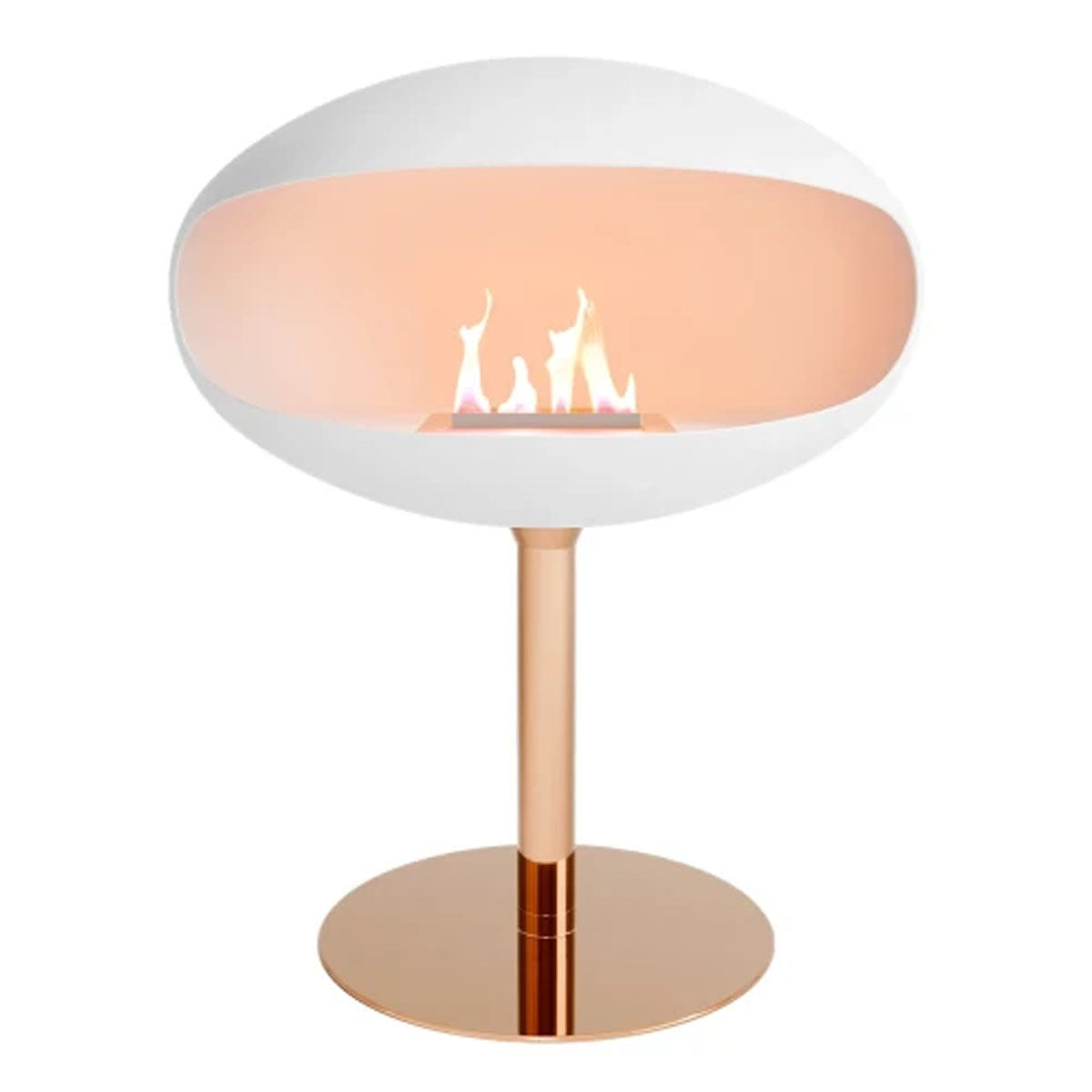 Cocoon Fires Pedestal  - White with a Copper Base