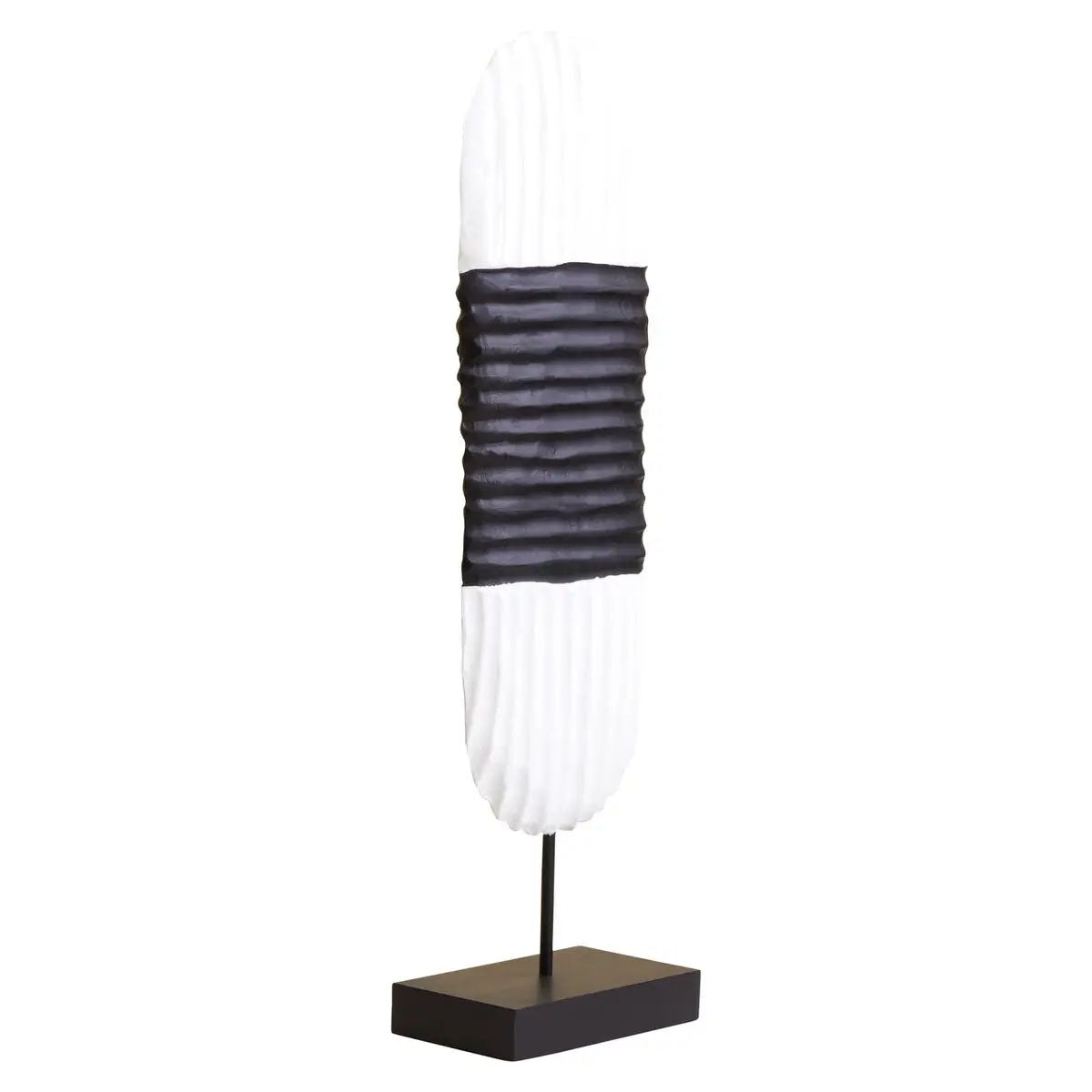 Beaumonde Home Fidel Black and White Mango Wood Oblong Sculpture