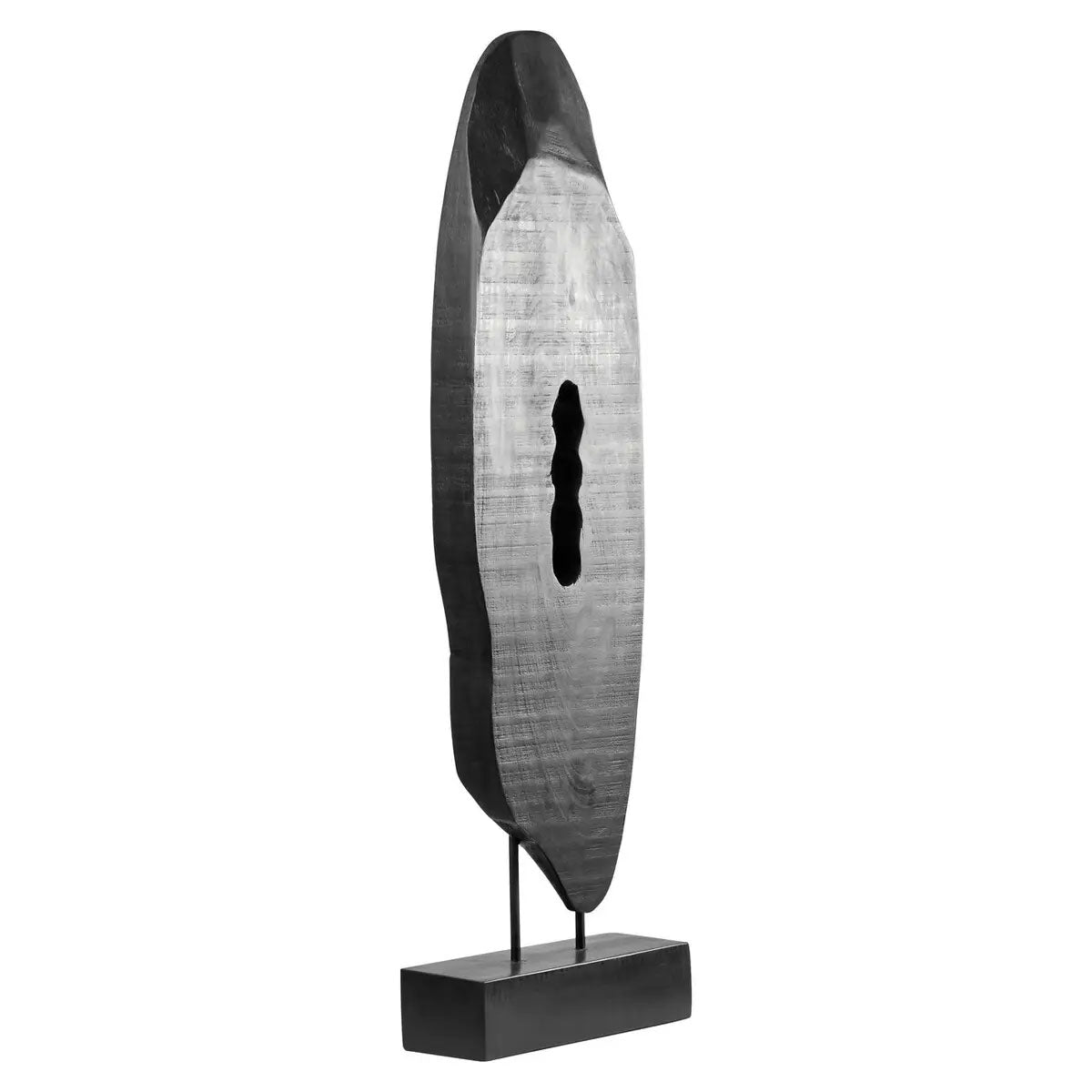 Beaumonde Home Fidel Rustic Black Vertical Mango Wood Slice Sculpture