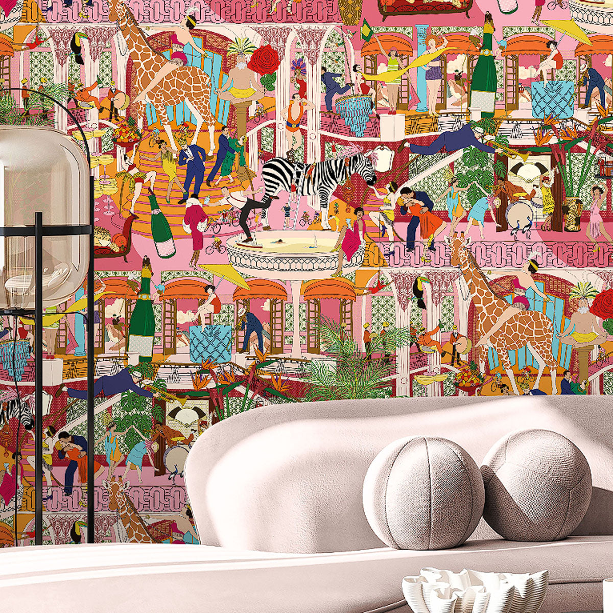 Brand McKenzie Mayhem Mansion Wallpaper - Pumpkin Pink