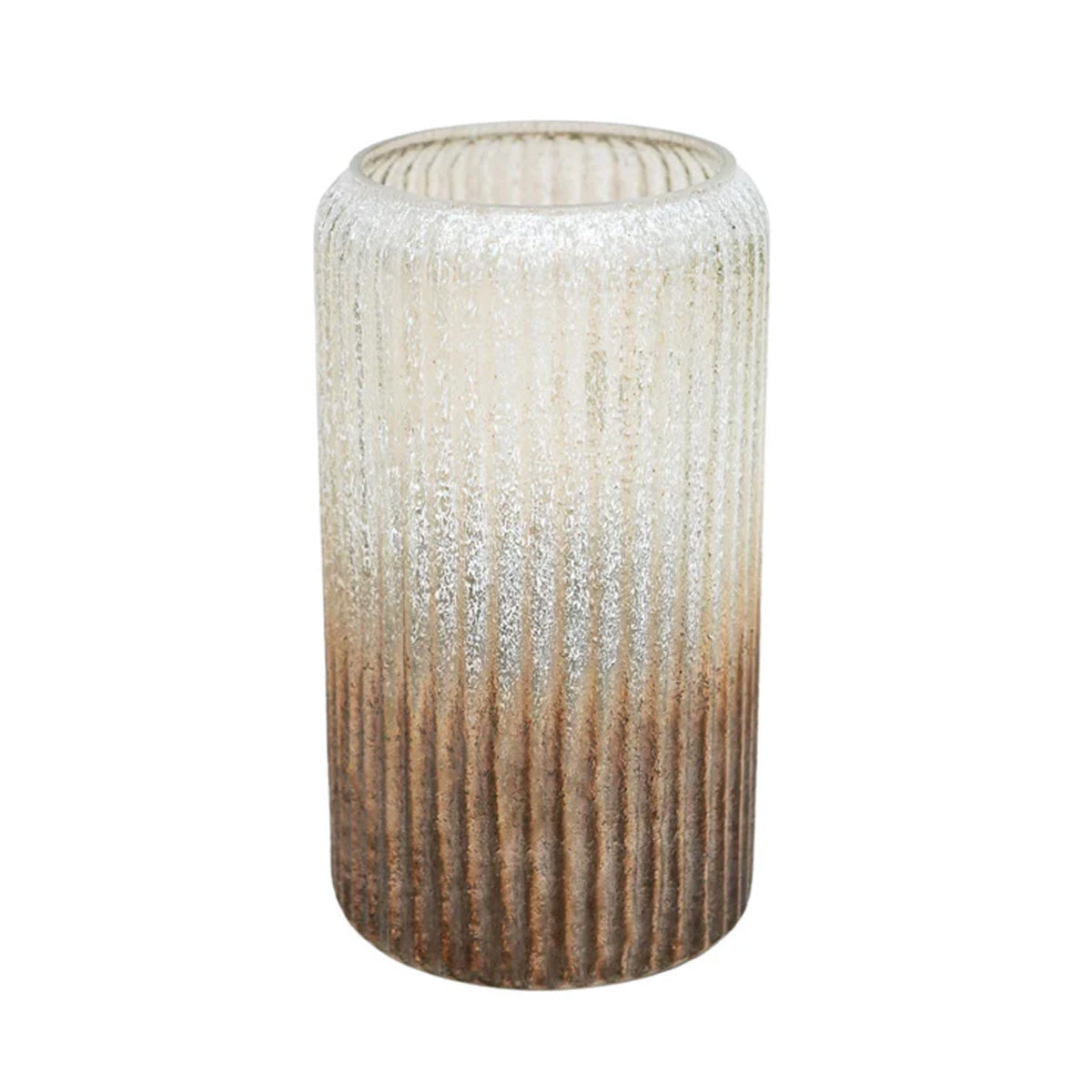 Ivyline Verre Frosted Ribbed Glass Gold Vase