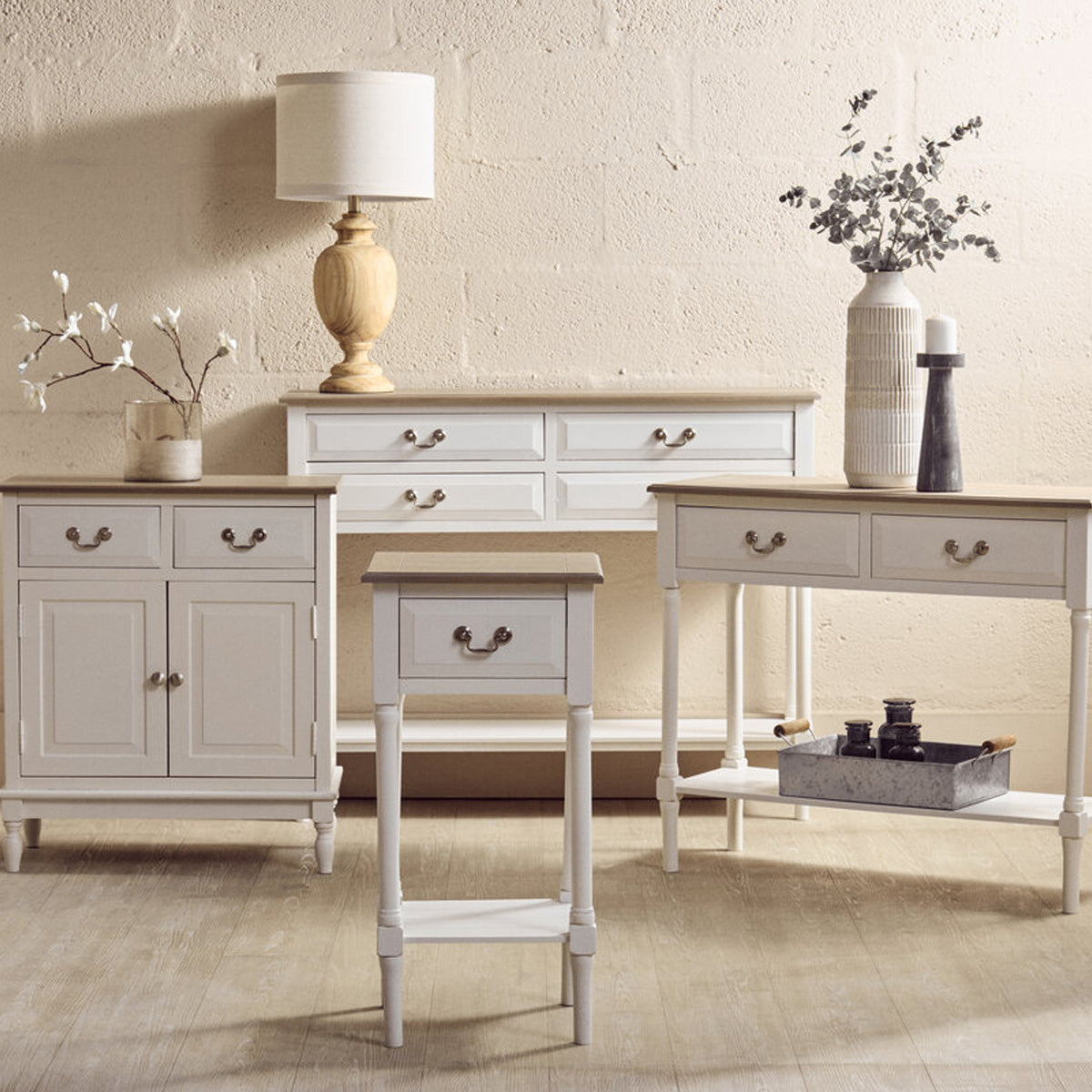 Beaumonde Home Heritage 2 Drawer Ivory Console Table