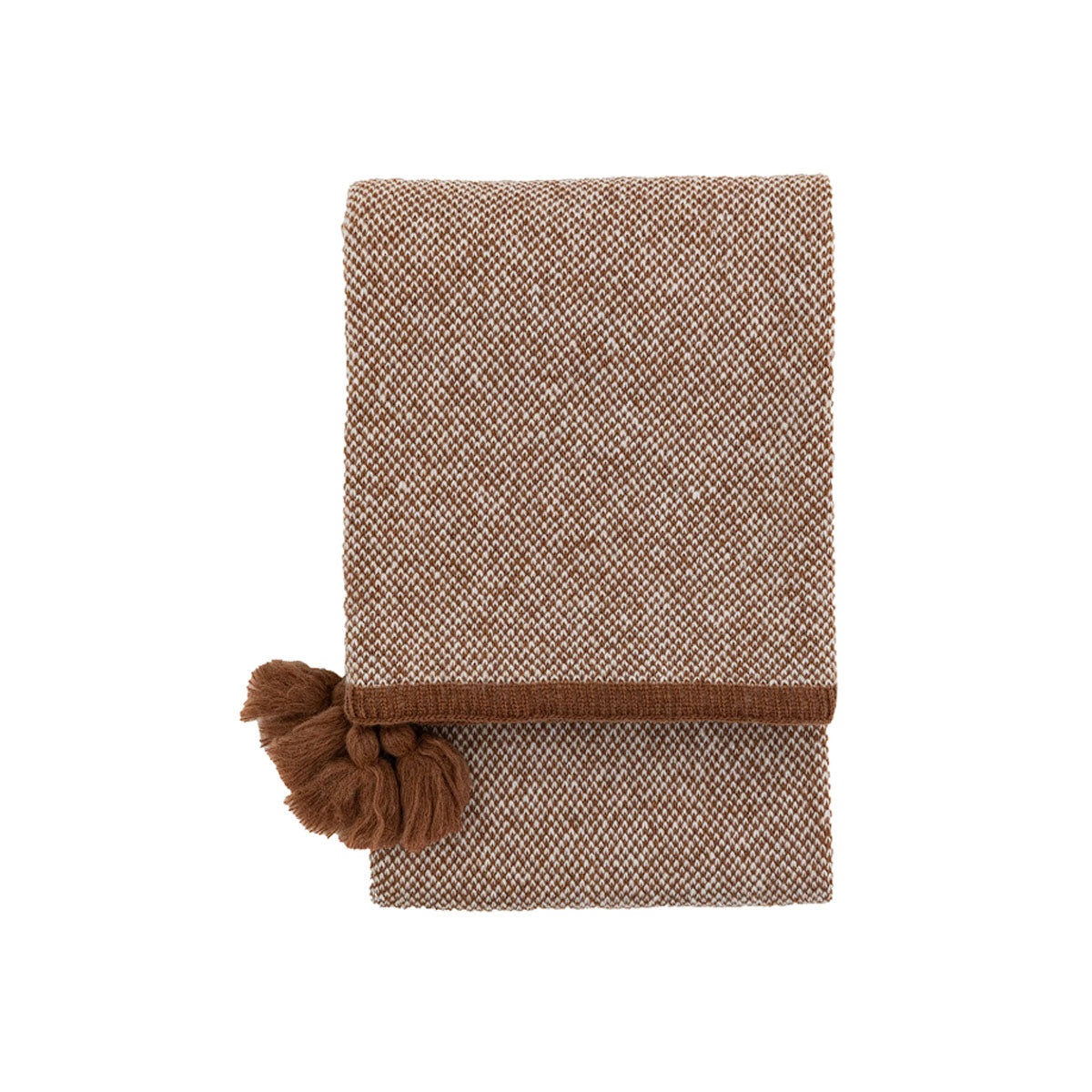 Gallery Direct Knitted Border Tassel Throw Rust