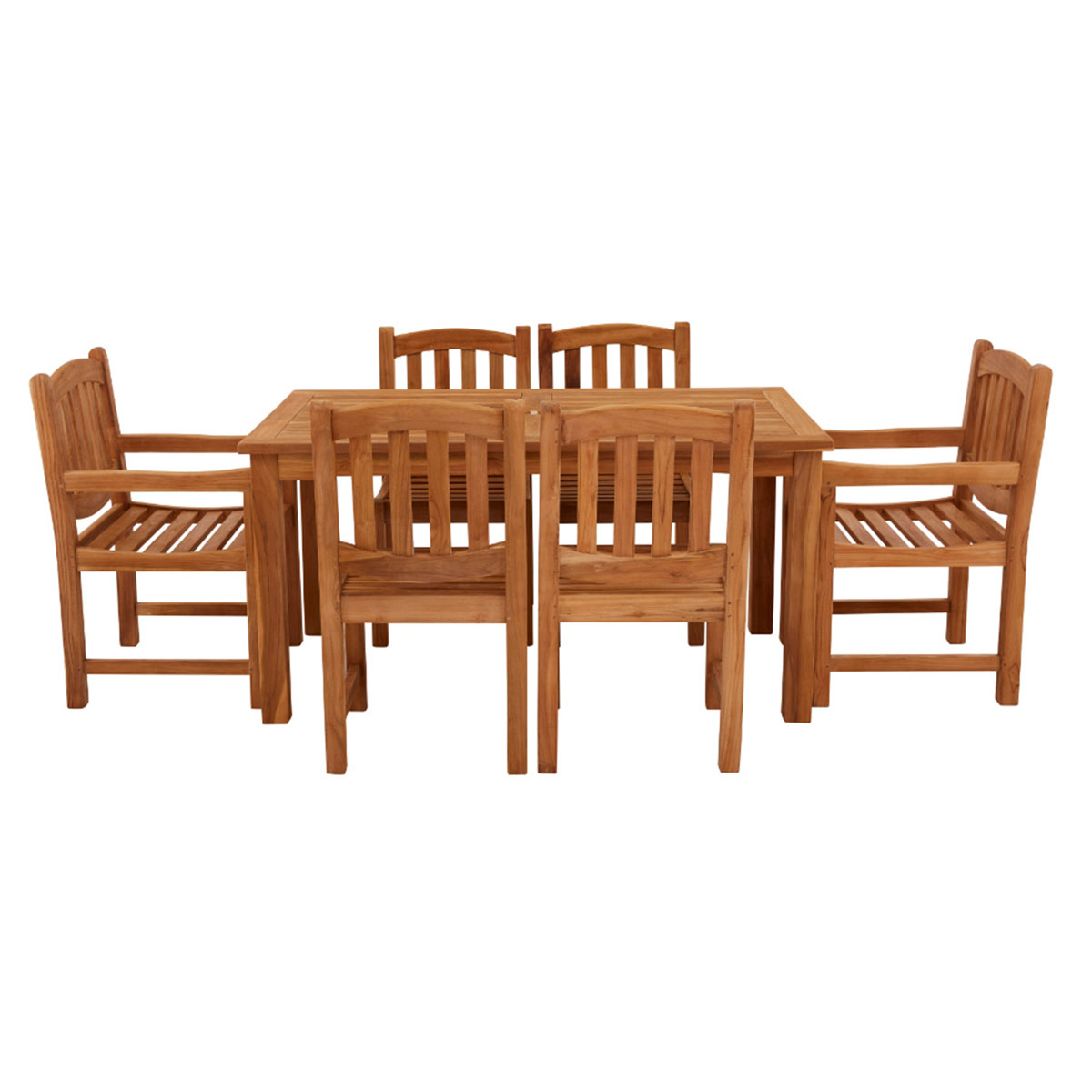 Garden Trading Marbrook Teak Table 150cm x 90cm & 6 Grisdale Armchairs