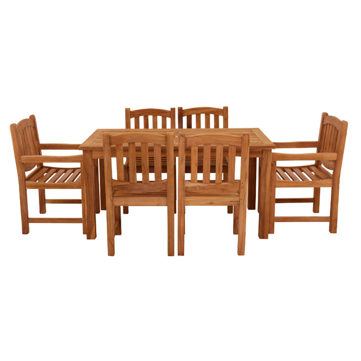 Garden Trading Marbrook Teak Table 150cm x 90cm & 6 Grisdale Armchairs