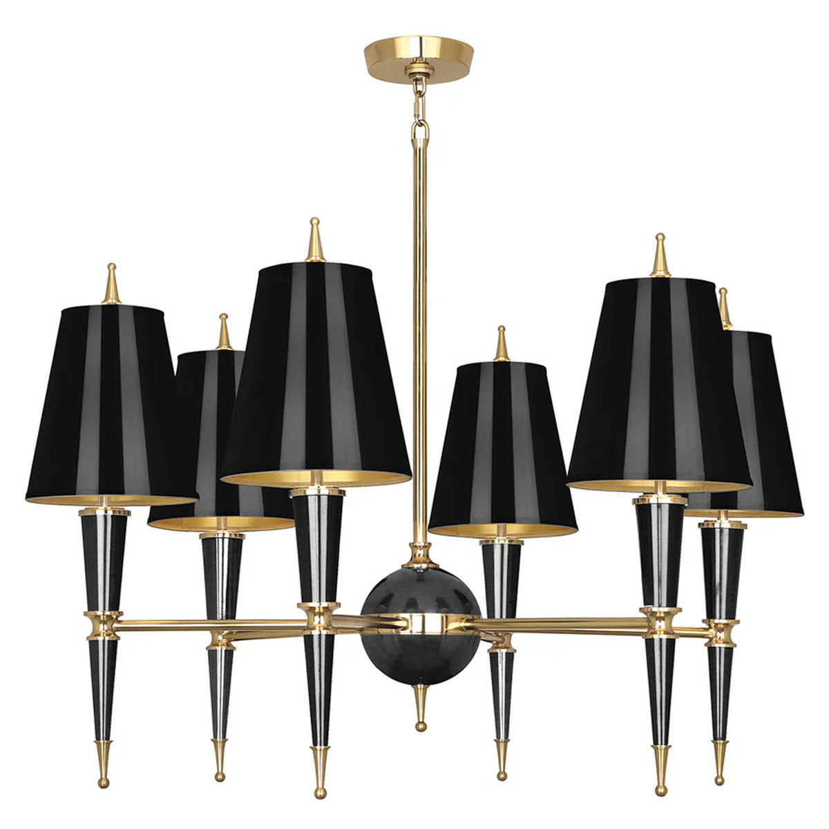 Jonathan Adler Versailles Chandelier - Black/Modern Brass - Black Lacquer Shade