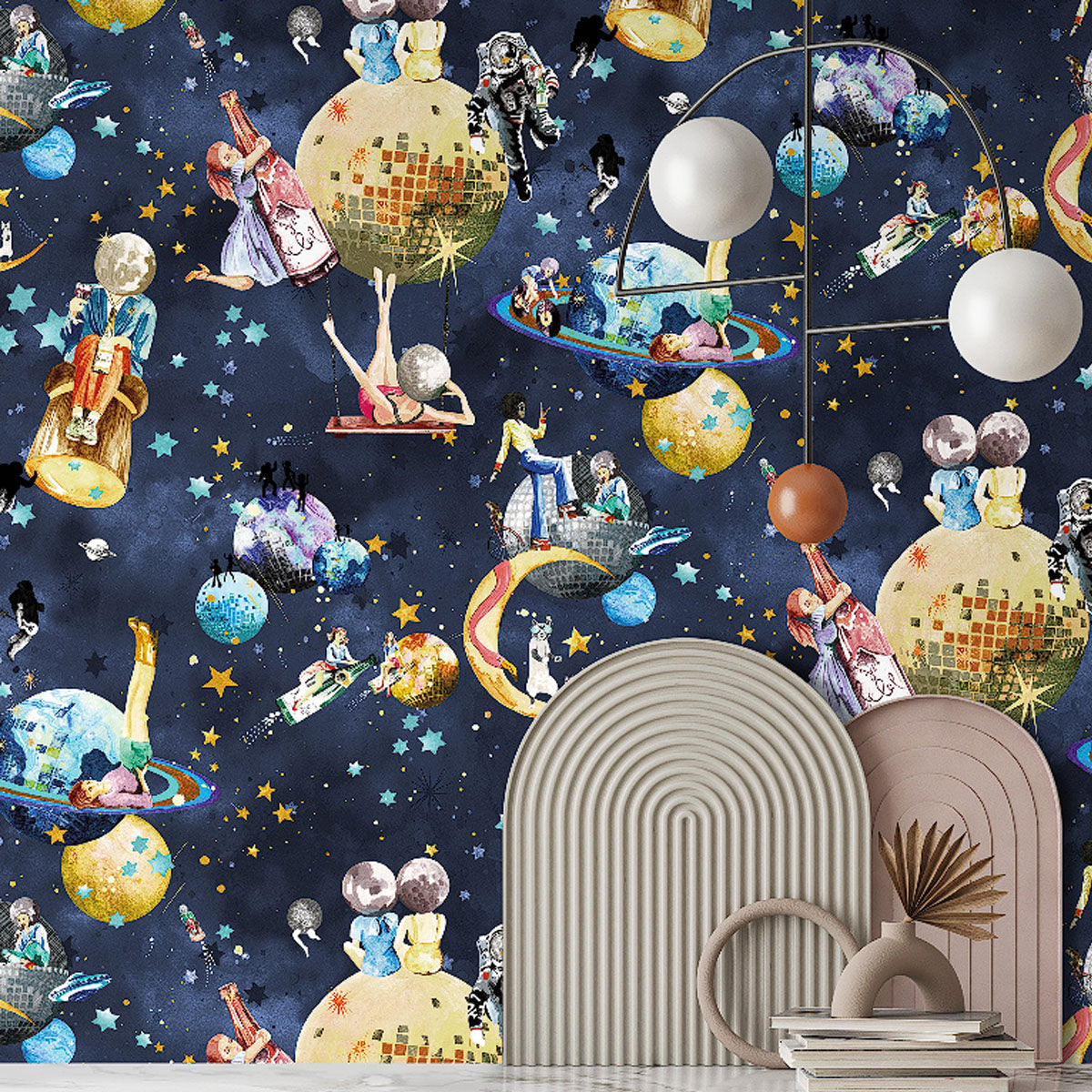 Brand McKenzie Cosmic Groove Wallpaper - Midnight