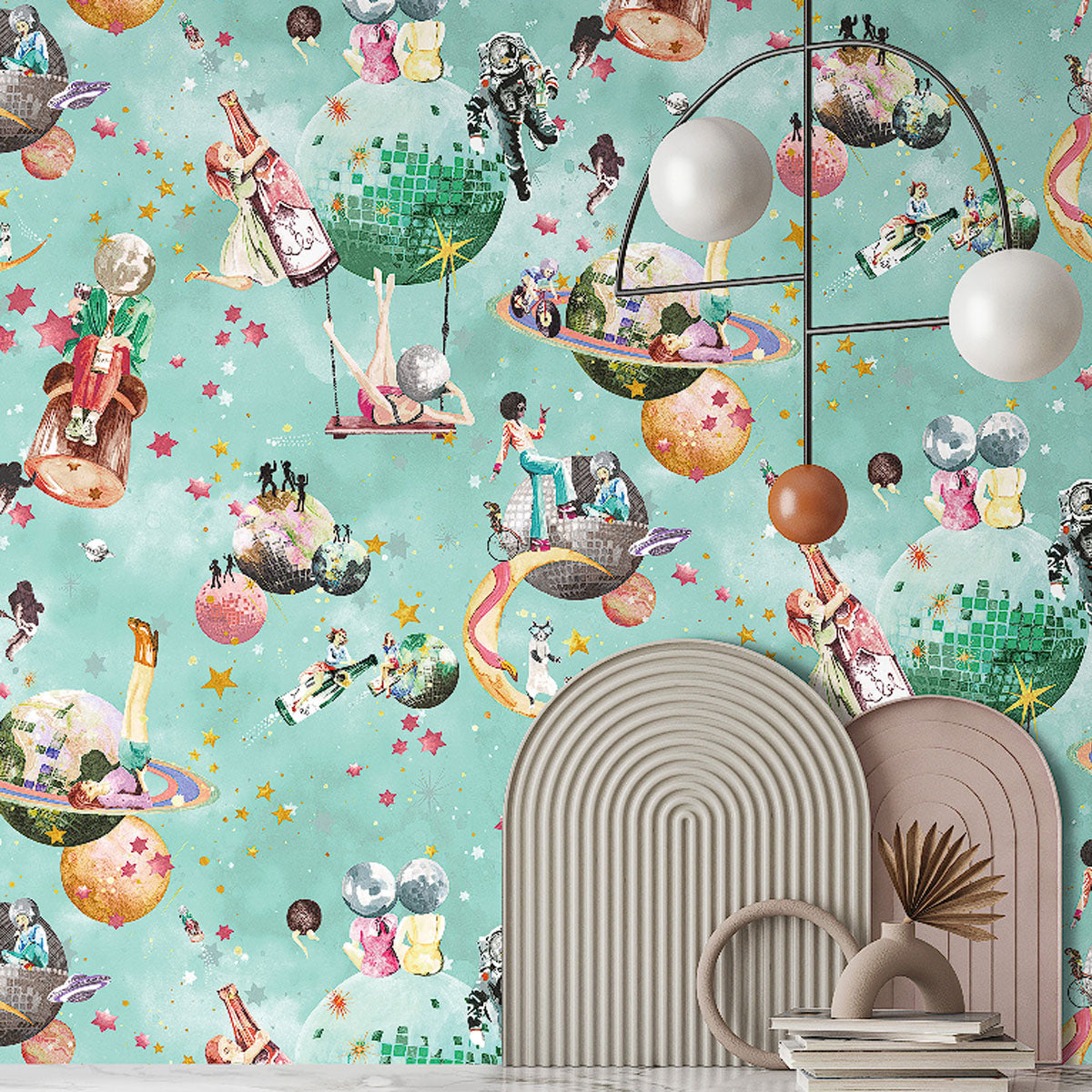 Brand McKenzie Cosmic Groove Wallpaper - Aquamarine