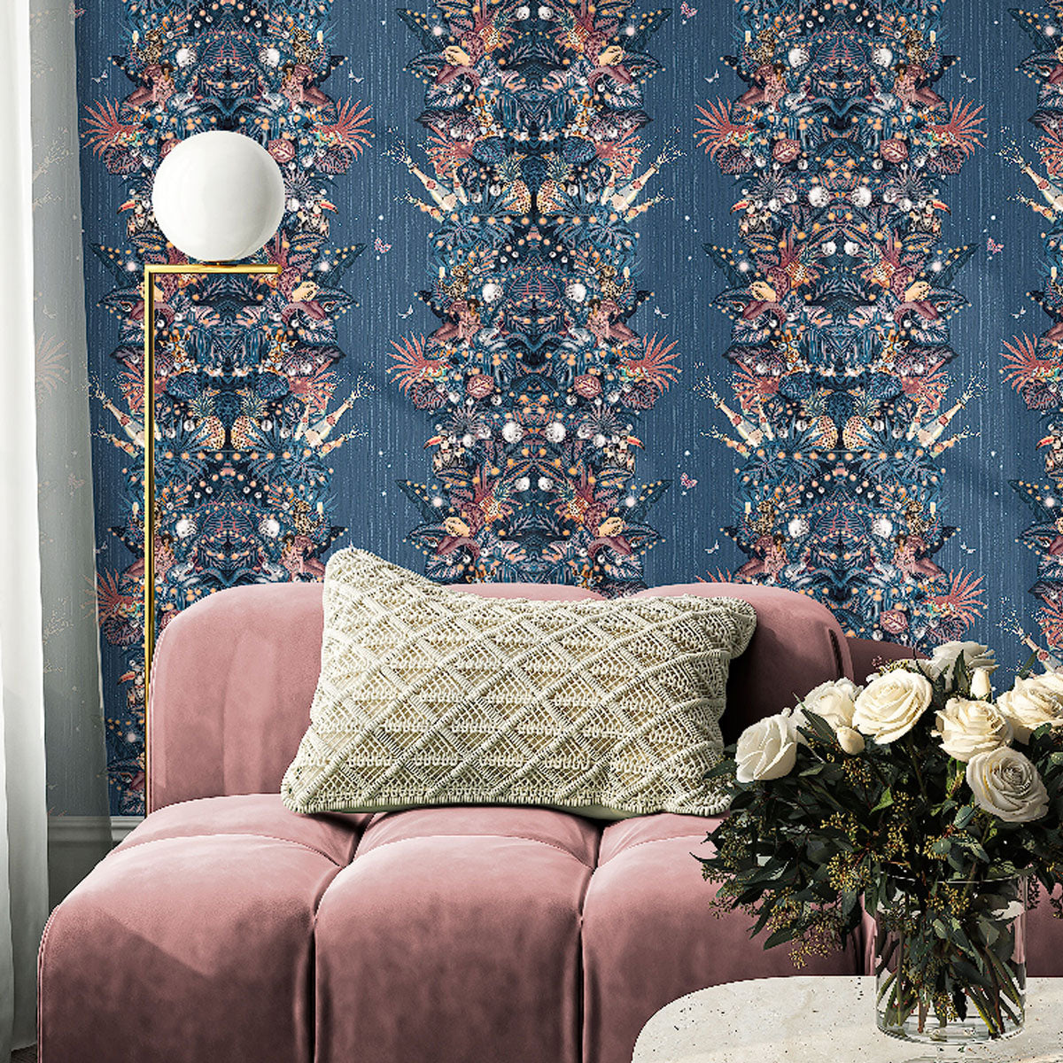 Brand McKenzie Paradise Party Wallpaper - Blueberry Rose