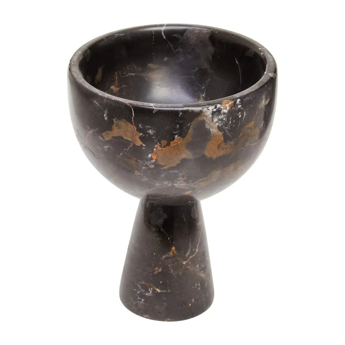 Beaumonde Home Salmo Small Black Marble Pedestal Bowl