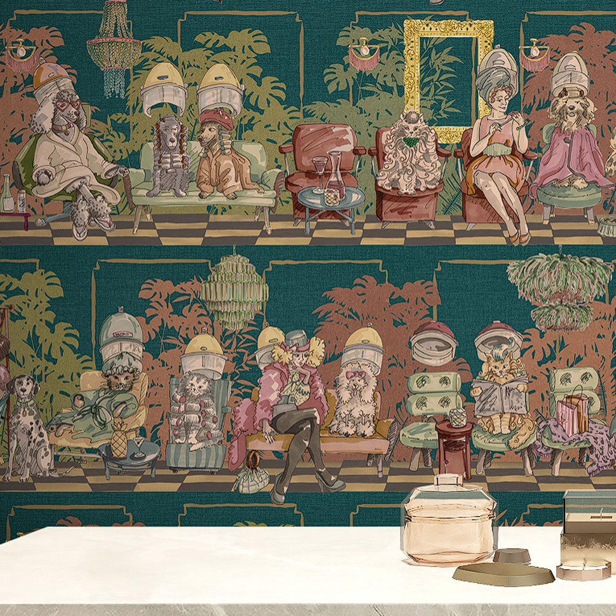 Brand McKenzie The Parlour Wallpaper - Teal Tone