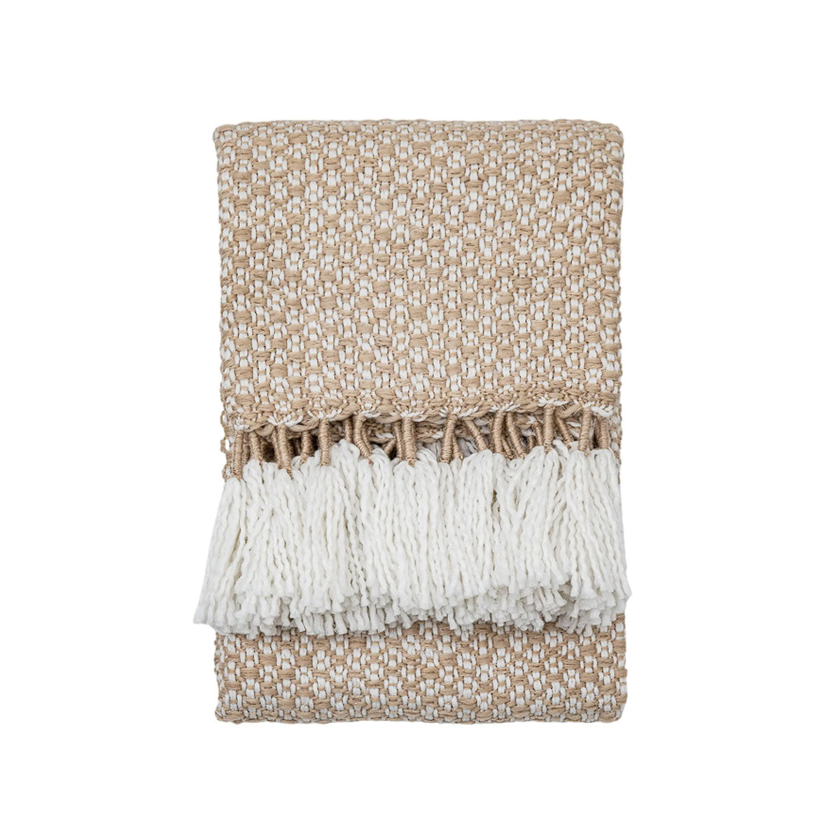 Gallery Direct Woven Wrapped Tassel Throw Natural