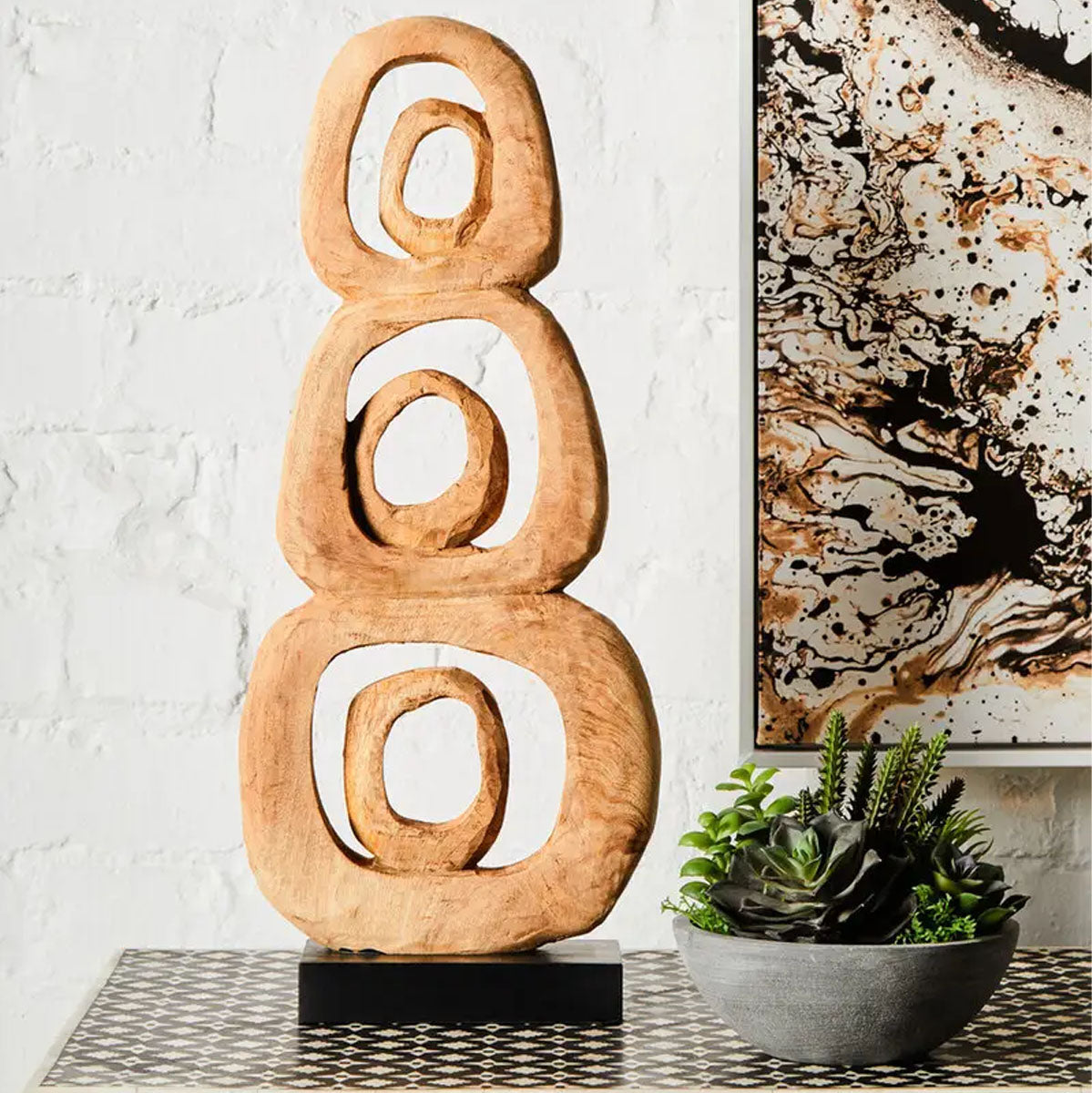 Beaumonde Home Fidel Natural Mango Wood Ring Sculpture