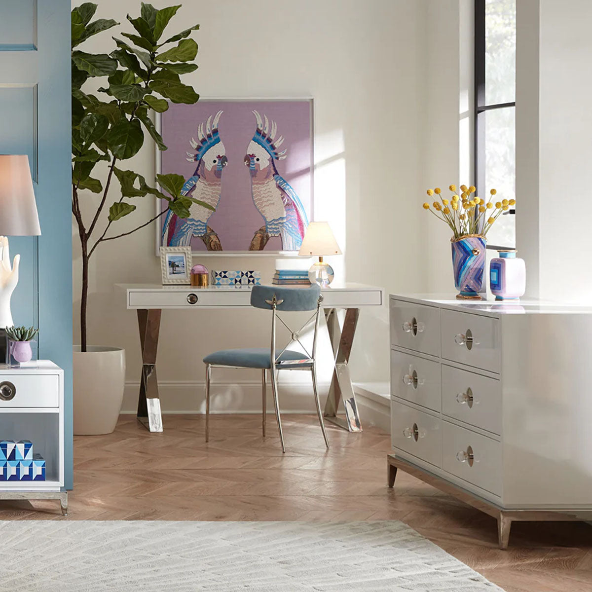 Jonathan Adler Rider Dining Chair - Rialto Midnight/Gunmetal