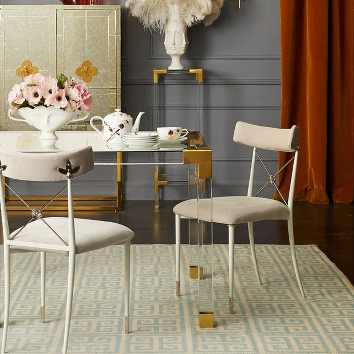 Jonathan Adler Rider Dining Chair - Rialto Midnight/Gunmetal