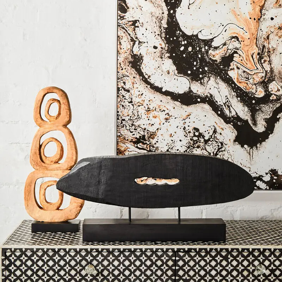 Beaumonde Home Fidel Natural Mango Wood Ring Sculpture