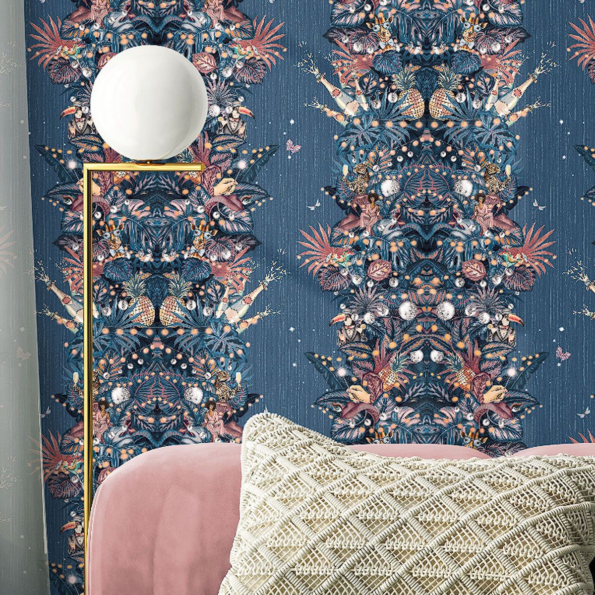 Brand McKenzie Paradise Party Wallpaper - Blueberry Rose