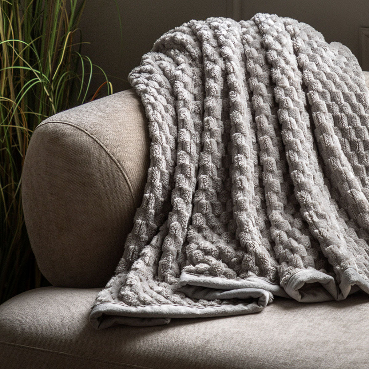 Gallery Direct Jacquard Velvet Knitted Throw