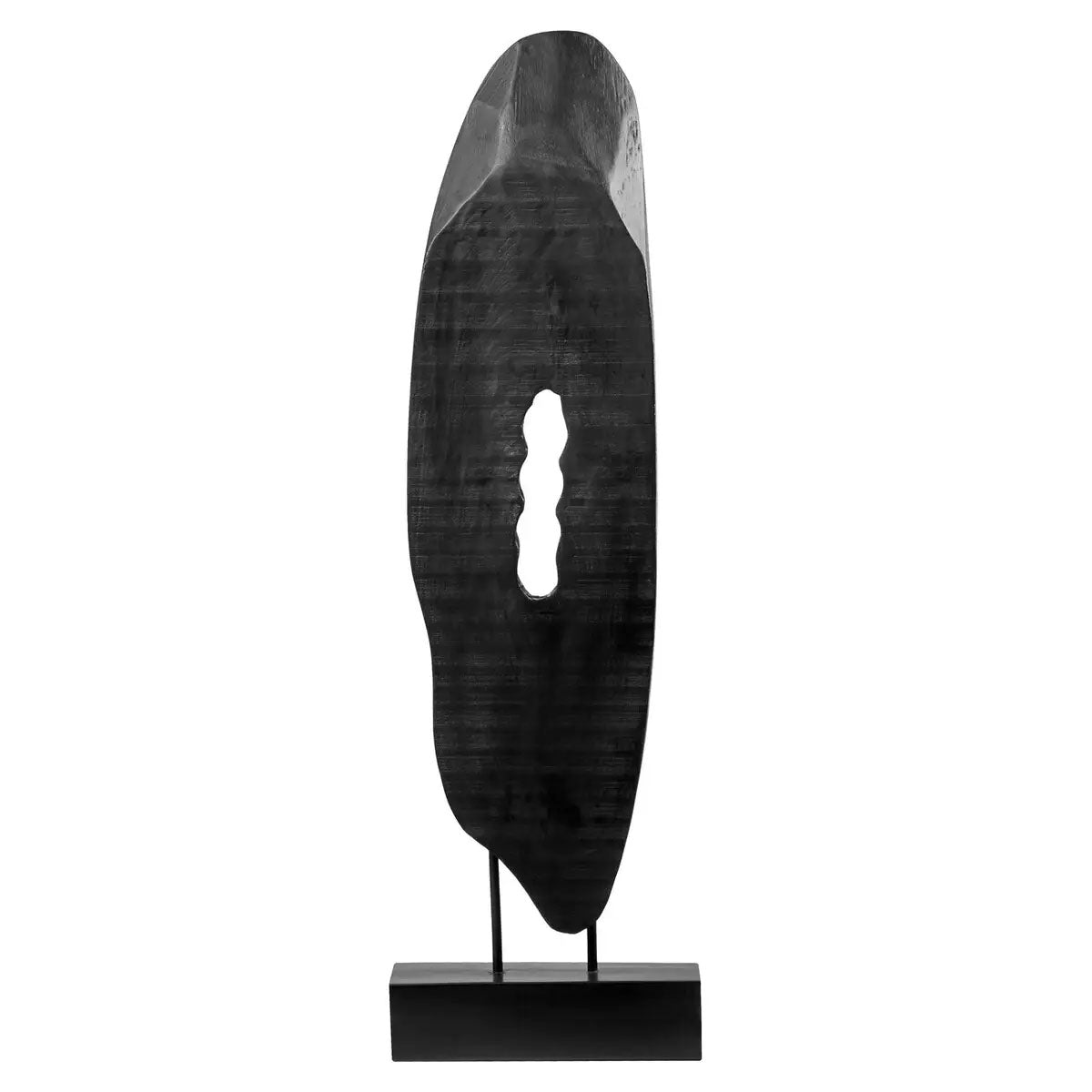 Beaumonde Home Fidel Rustic Black Vertical Mango Wood Slice Sculpture