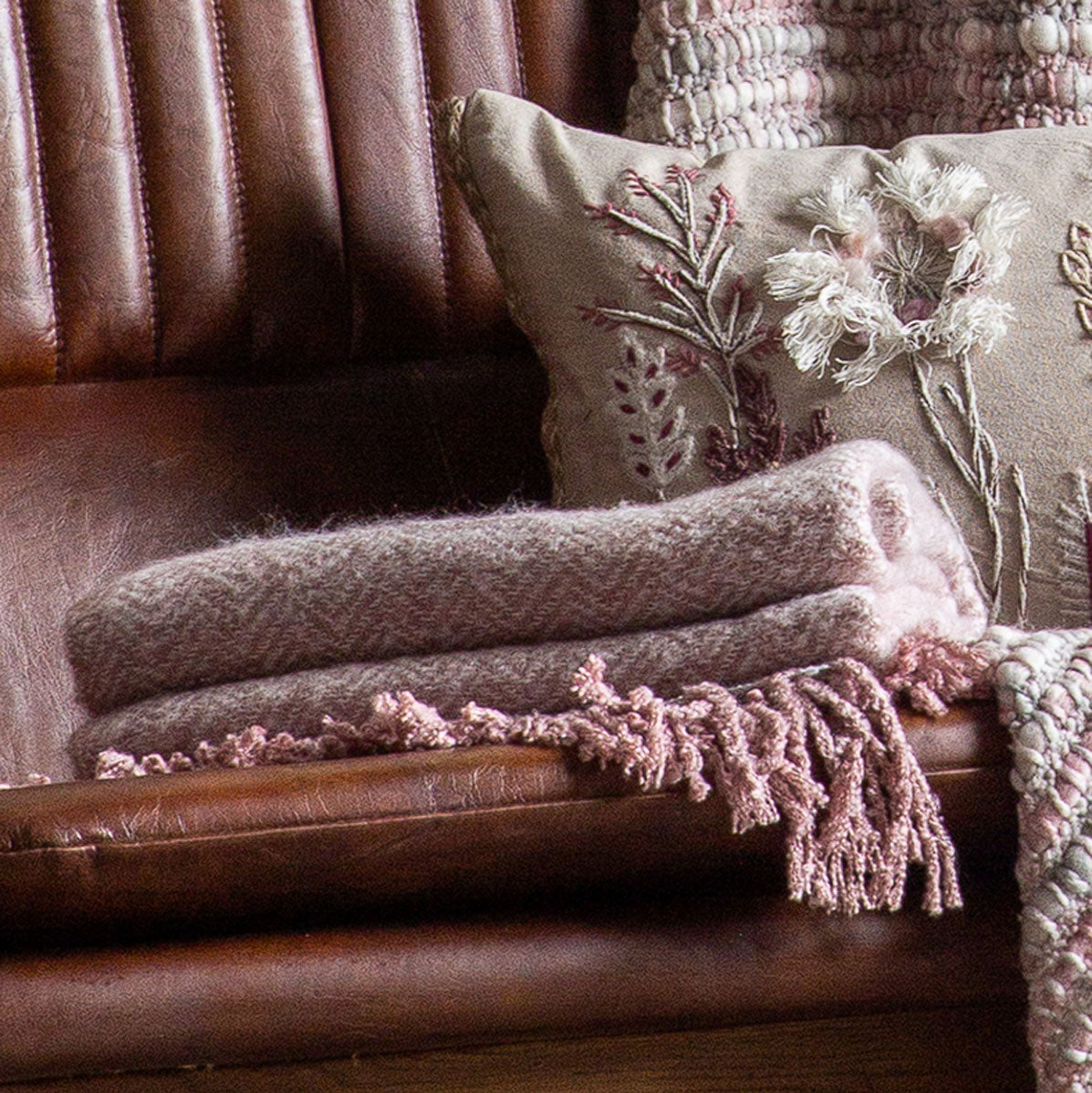 Gallery Direct Herringbone Faux Mohair Throw