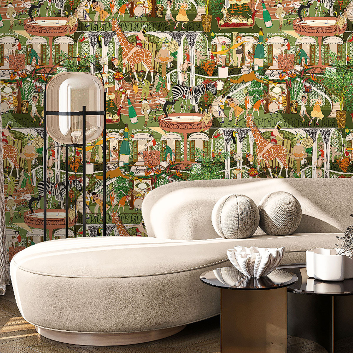 Brand McKenzie Mayhem Mansion Wallpaper - Vintage Olive