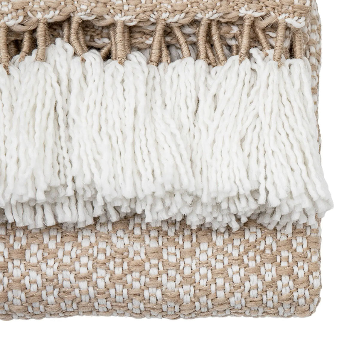 Gallery Direct Woven Wrapped Tassel Throw Natural