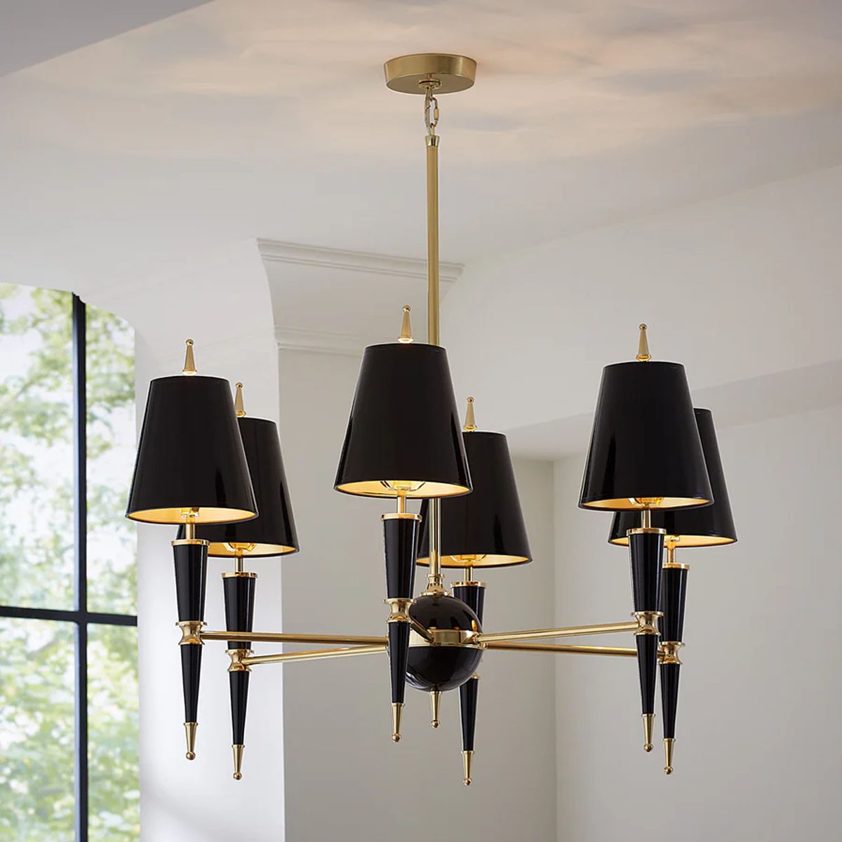 Jonathan Adler Versailles Chandelier - Black/Modern Brass - Black Lacquer Shade