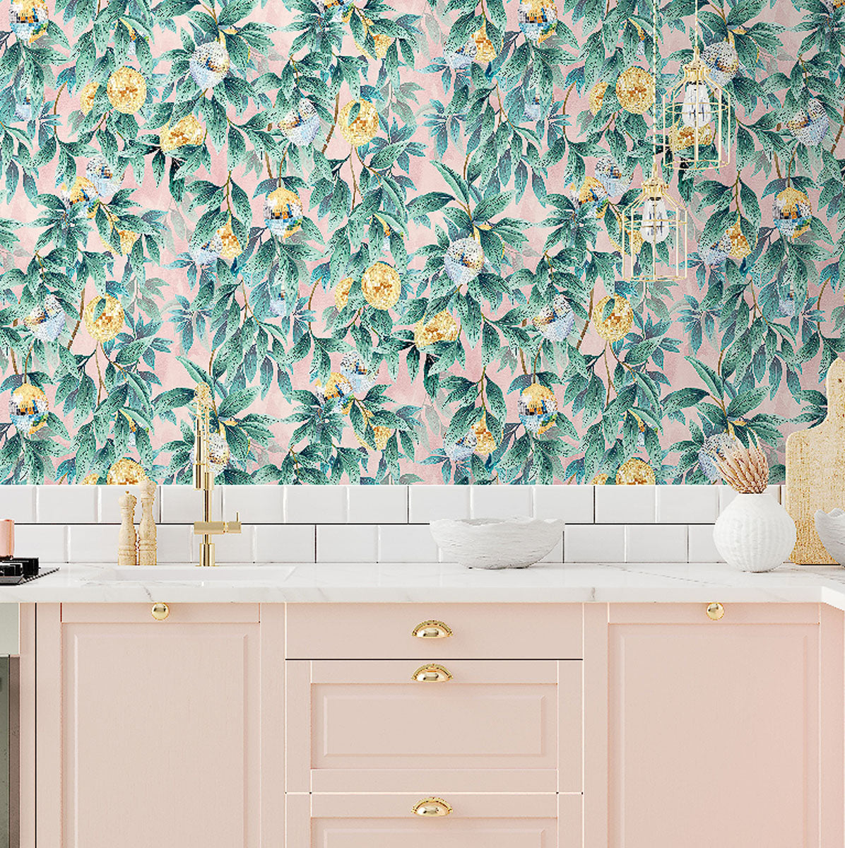 Brand McKenzie Disco Lemons Wallpaper - Dusty Teal
