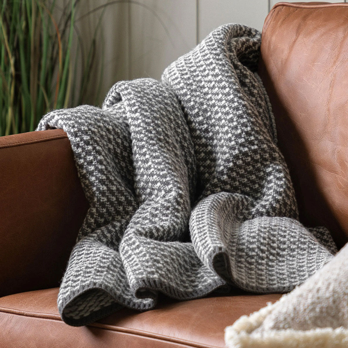 Gallery Direct Cross Knit Throw Grey