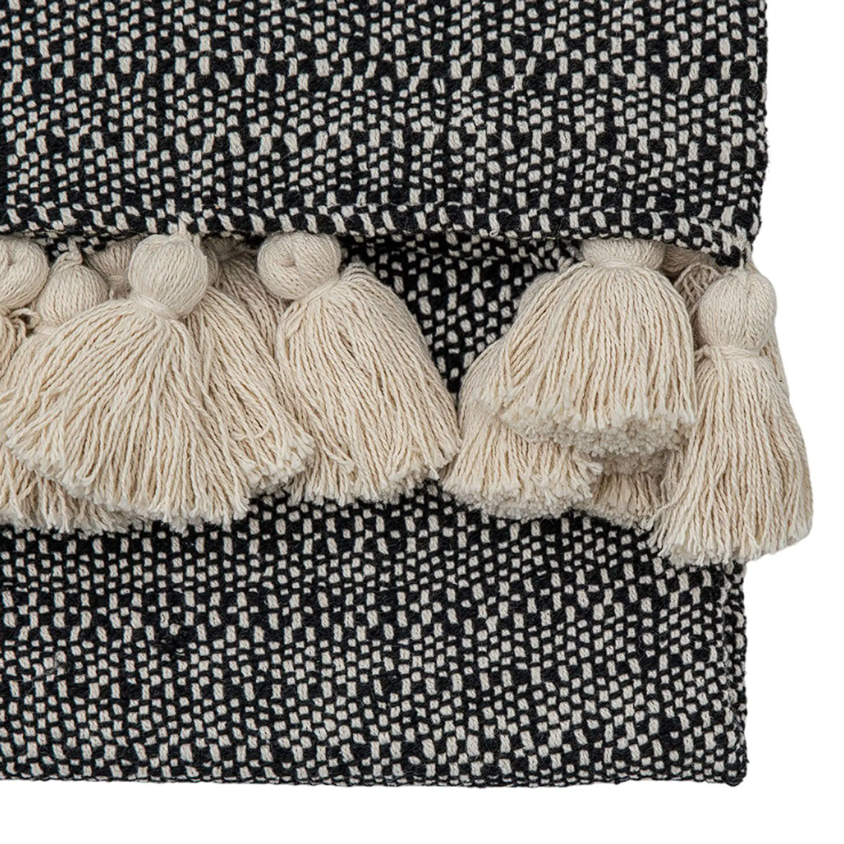 Gallery Direct Woven Throw with Tassels Black