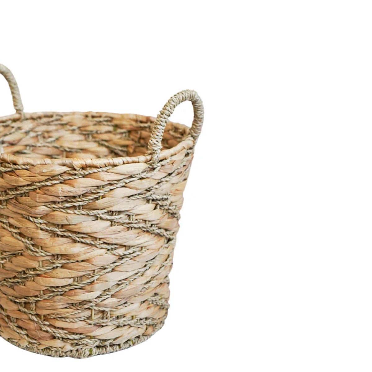 Ivyline Water Hyacinth Woven Log Basket with Handles Set of 2