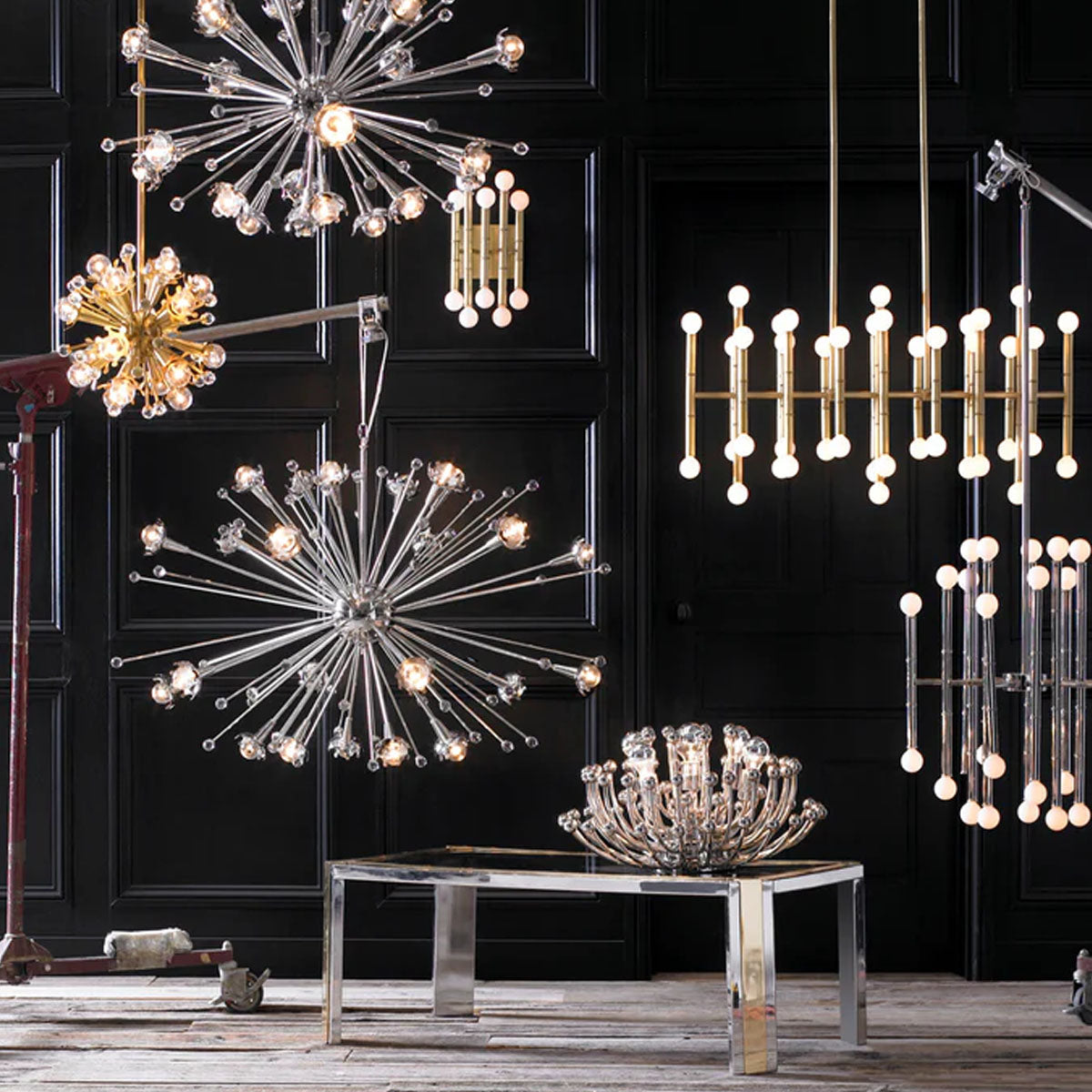 Jonathan Adler Meurice Rectangle Chandelier - Modern Brass