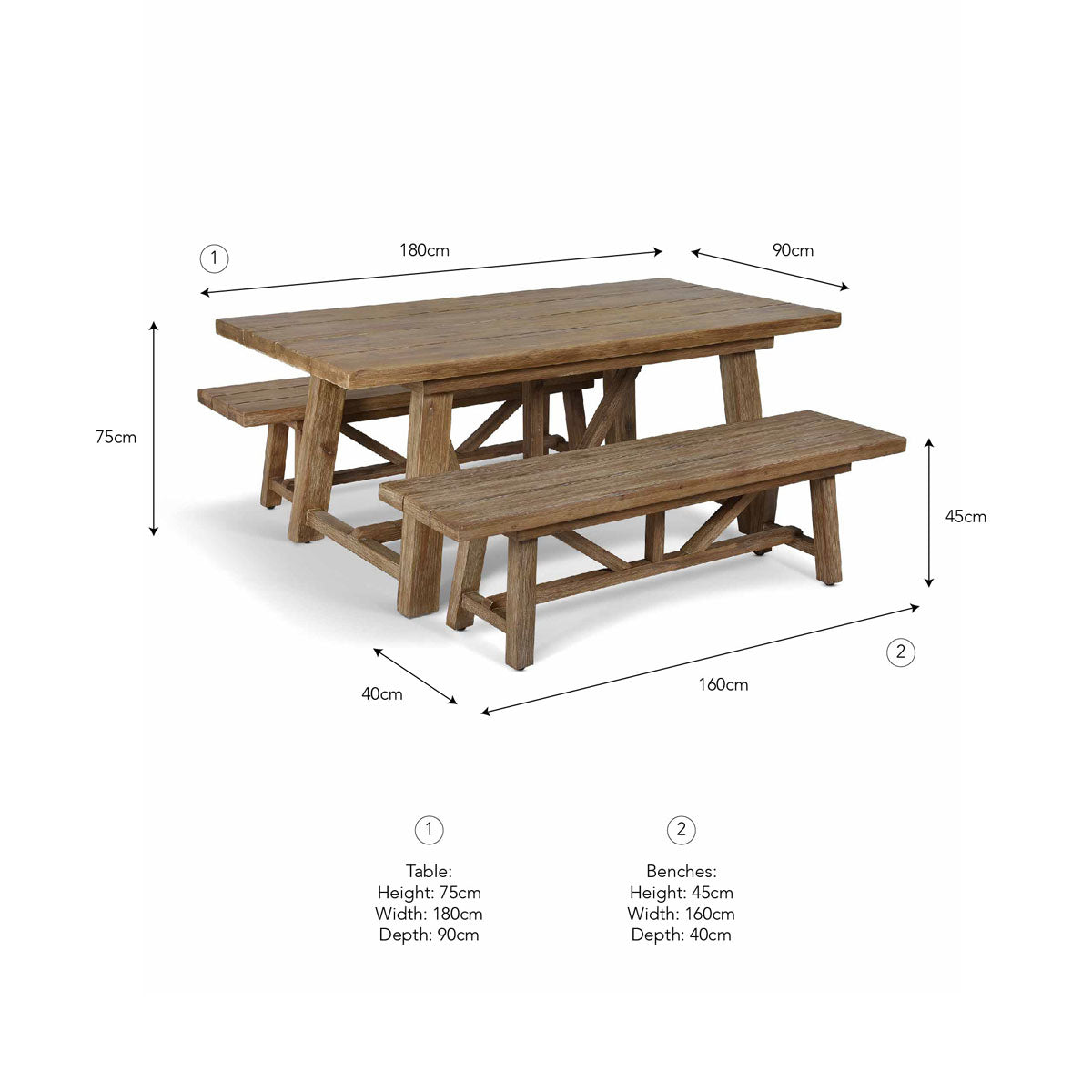 Garden Trading Chilford Solid Wood Table & Bench Set Small