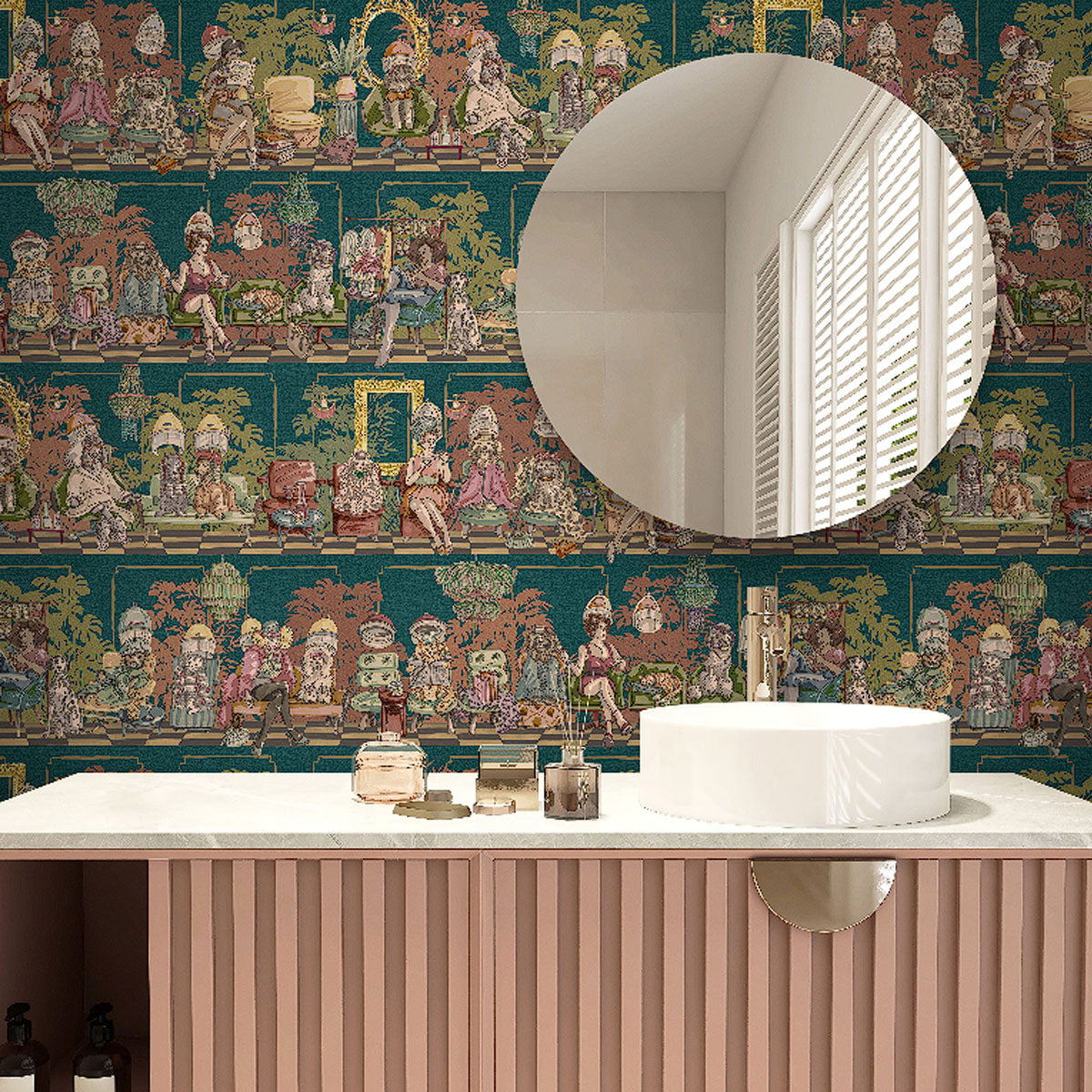 Brand McKenzie The Parlour Wallpaper - Teal Tone