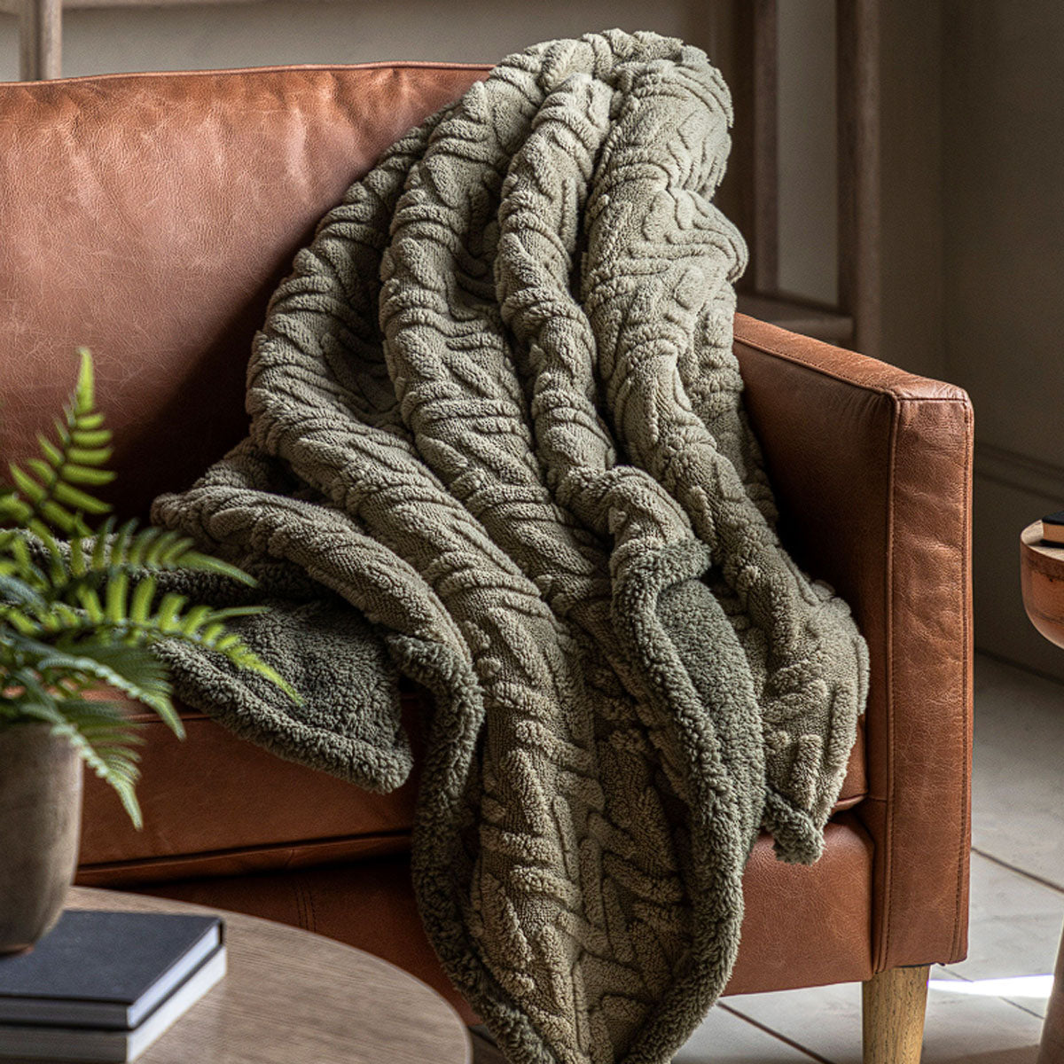 Gallery Direct Herringbone Sherpa Throw