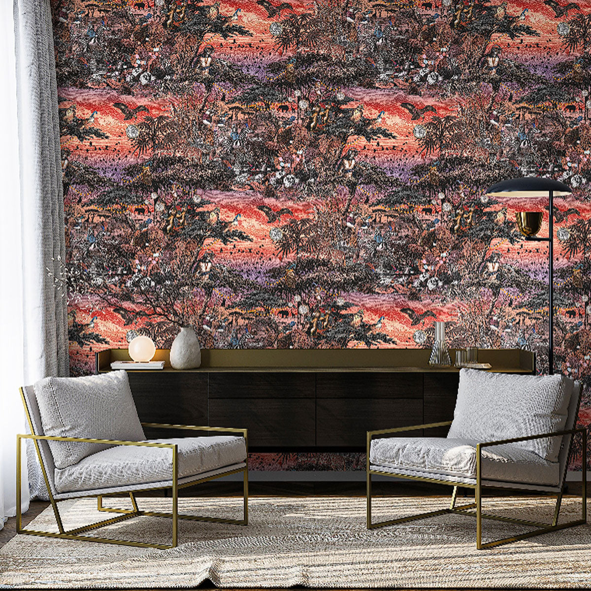 Brand McKenzie Club Safari Wallpaper - Violet Petal