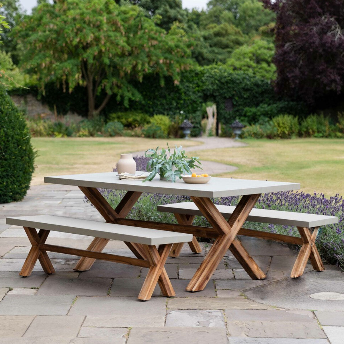 Garden Trading Burford Table & Bench Set Small Natural