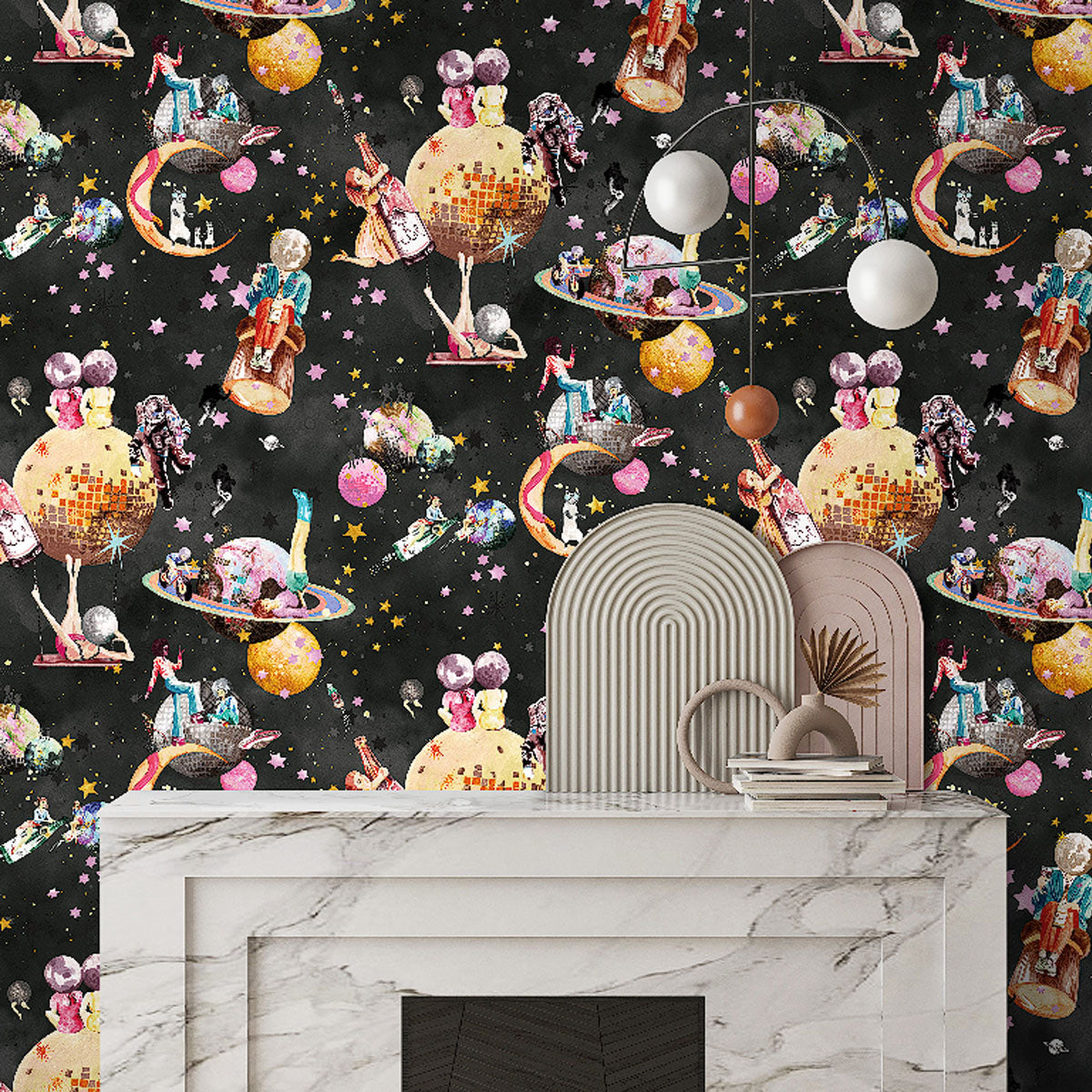 Brand McKenzie Cosmic Groove Wallpaper - Charcoal