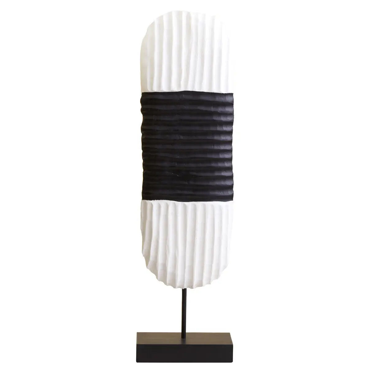 Beaumonde Home Fidel Black and White Mango Wood Oblong Sculpture