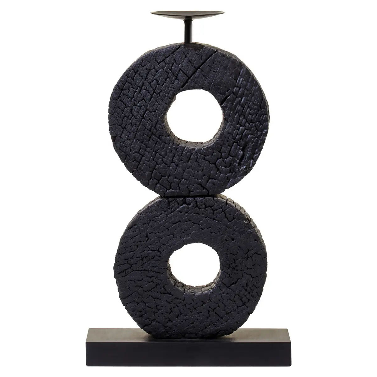 Beaumonde Home Fidel Large Charred Black Mango Wood Log Candle Holder